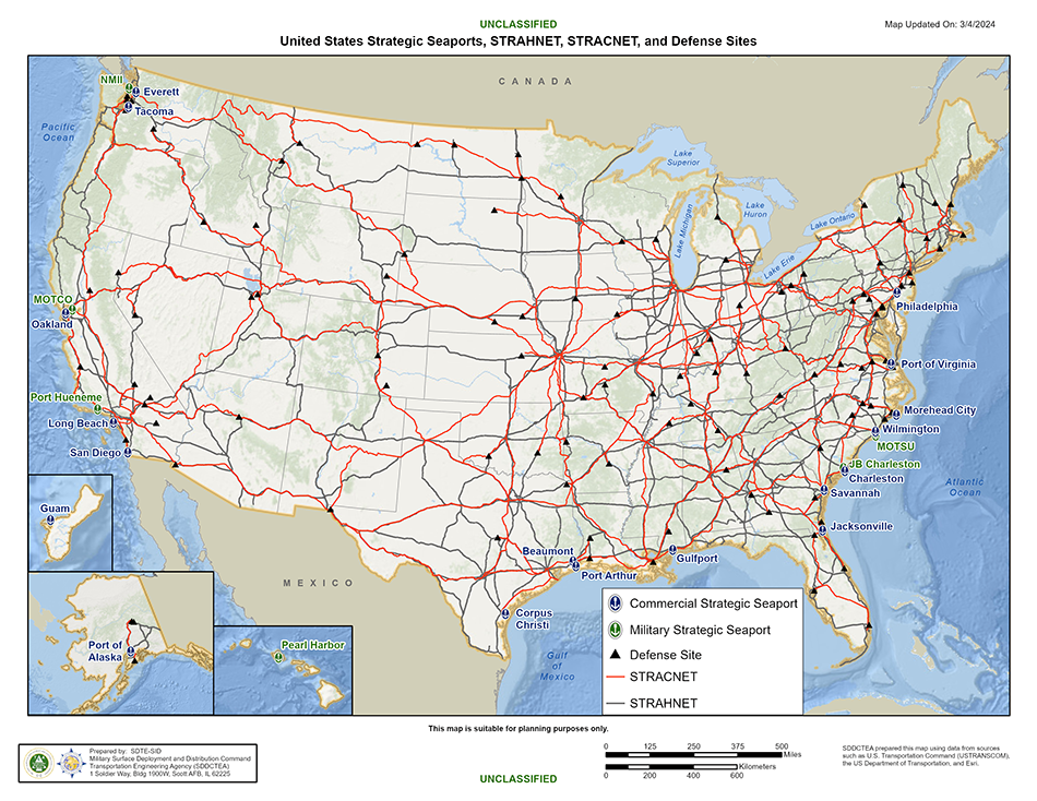 Highways, railroads, and seaports for power projection operations